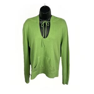 WoolOvers Hoodie 30% Cashmere 70% Merino Sweater Womens M Kelly Green Cozycore